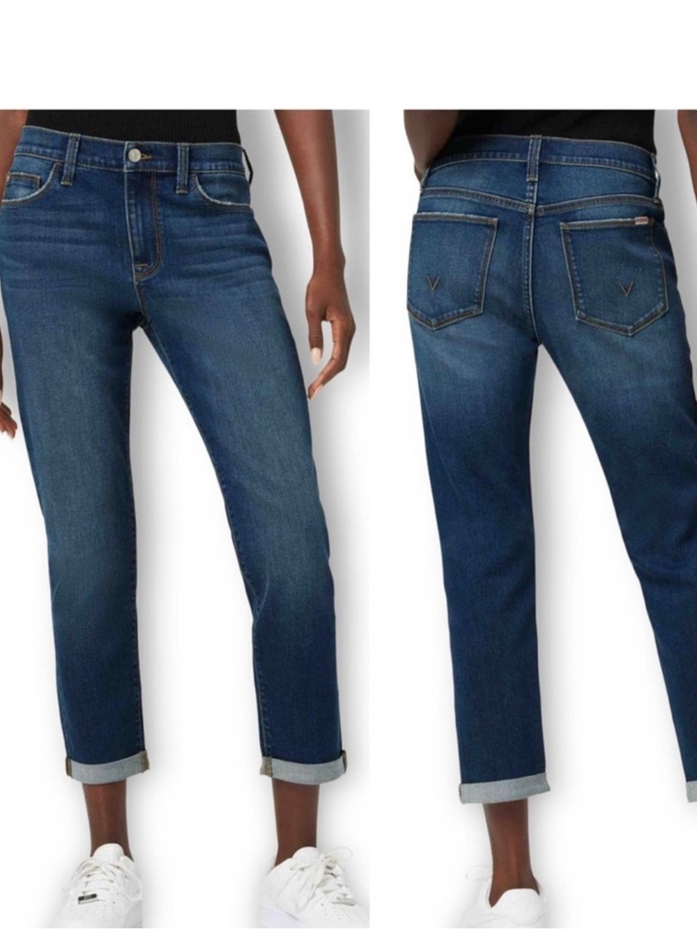 Hudson Womens Natalie Mid-rise Slim Boyfriend Jeans Rolled Sz 29 Coastal Cowgirl